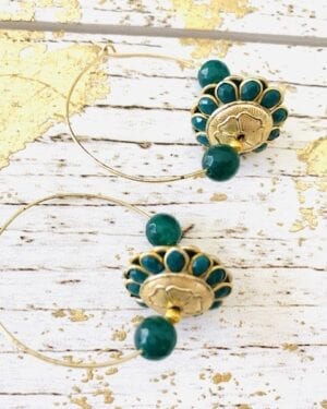 Contemporary jadau Kundan semi precious Hoop Earrings