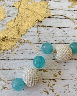 Contemporary jadau Kundan semi precious Hoop Earrings