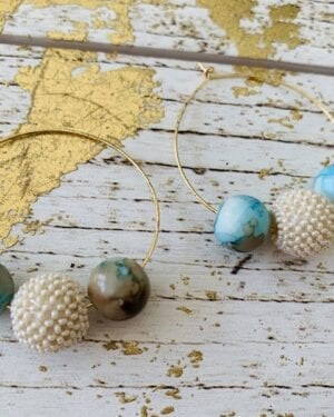 Contemporary jadau Kundan semi precious Hoop Earrings