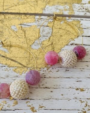 Contemporary jadau Kundan semi precious Hoop Earrings