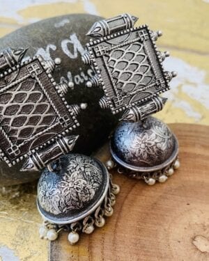 Ethnic Oxidized German Silver earrings