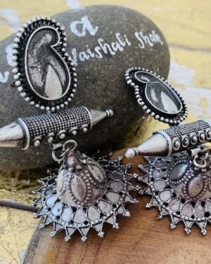 Ethnic Oxidized German Silver earrings