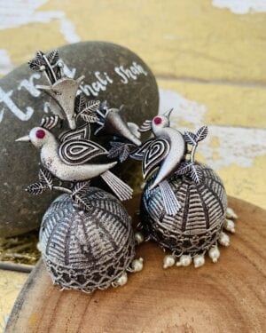Ethnic Oxidized German Silver earrings