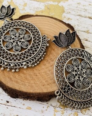 Ethnic Oxidized German Silver earrings