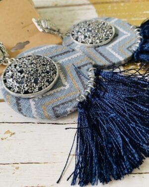 Handmade sustainable fabric German Silver earrings