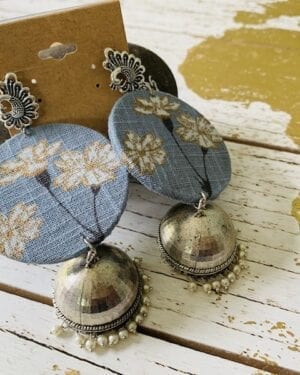 Handmade sustainable fabric German Silver earrings