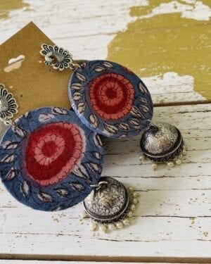 Handmade sustainable fabric German Silver earrings