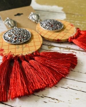 Handmade sustainable fabric German Silver earrings