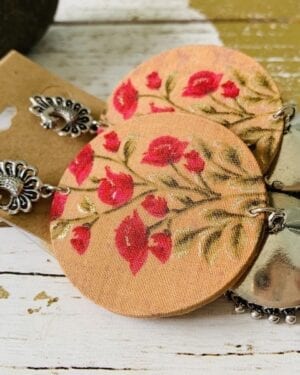 Handmade sustainable fabric German Silver earrings
