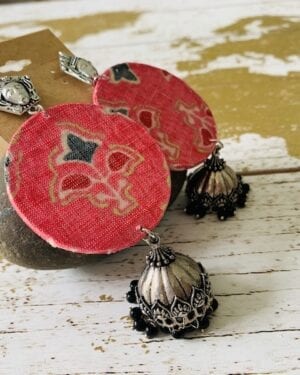Handmade sustainable fabric German Silver earrings
