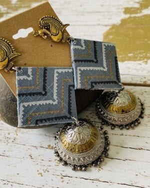 Handmade sustainable fabric German Silver earrings
