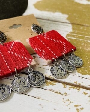 Handmade sustainable fabric German Silver earrings