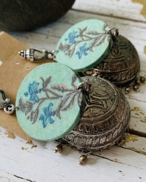 Handmade sustainable fabric German Silver earrings