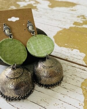 Handmade sustainable fabric German Silver earrings