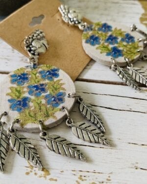 Handmade sustainable fabric German Silver earrings