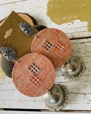 Handmade sustainable fabric German Silver earrings