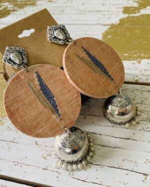 Handmade sustainable fabric German Silver earrings