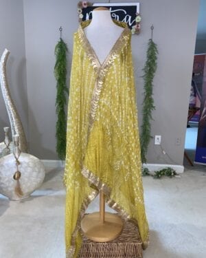 Bandhej soft light weight gota border sateen silk Dupatta