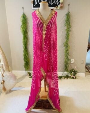 Bandhej soft light weight gota border sateen silk Dupatta