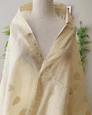 Pure Munga Silk woven beige Dupatta