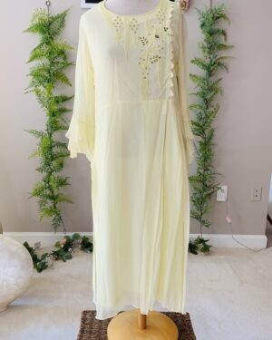 Hand Embroidered long Georgette Kurta Top  Size 40 Large
