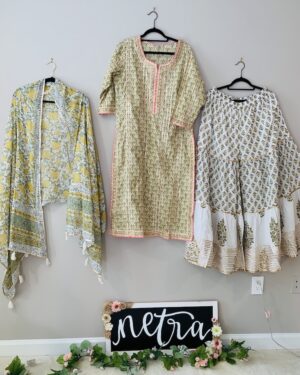 Beautiful Kurta set with Hand embroidery details  Size 44