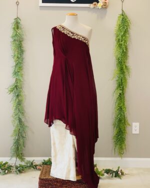Indo western Cowl Drape with ankle length trousers Size 38 or 40