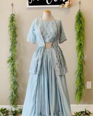 Peplum Look Long Jacket, Crop Top and Skirt set Size L 40