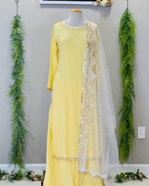 Georgette mirror work palazzo suit Size 44 (Dupatta sold seperately)