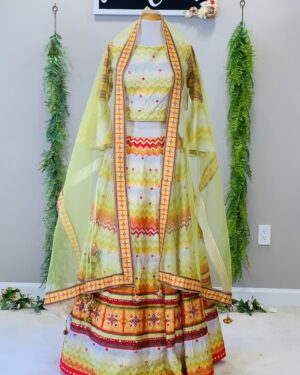 Beautiful embroidered Lehenga, Choli, and Dupatta Set