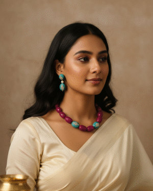 Traditional Jadau semi precious Necklace set