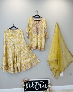 Beautiful Kurta set with gota embroidery details Size 40