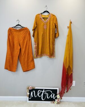 Beautiful Kurta set with gota embroidery details Size 44