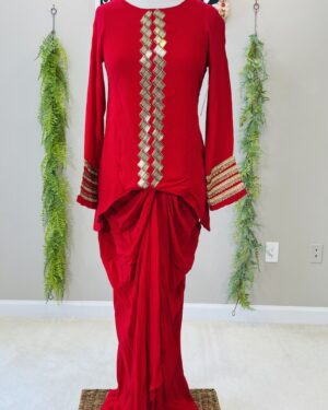 Indowestern top and cowl skirt set with cut dana details Size 36