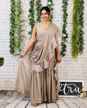 Indowestern Gharara Saree Outfit Size 38-42