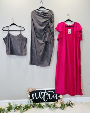 Designer Indowestern Top and cowl skirt with jacket Size 44