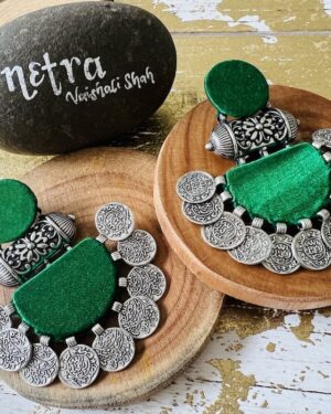Handmade sustainable fabric German Silver Statement earrings