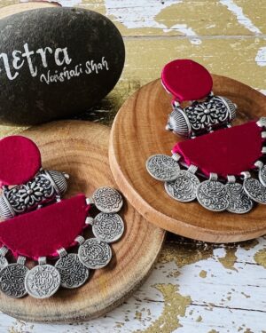Handmade sustainable fabric German Silver Statement earrings