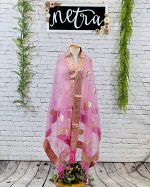 Gota work bordered Dupatta on net fabric