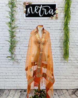 Gota work bordered Dupatta on net fabric