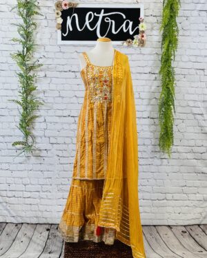 Beautiful Kurta gharara set with gota embroidery details Size 42