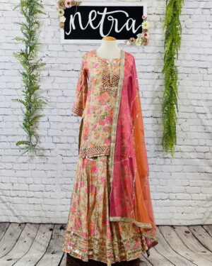 Beautiful Kurta gharara set with gota embroidery details Size 38