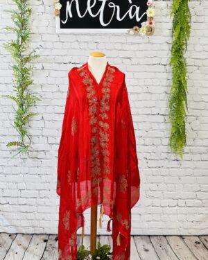 Satin Silk hand embroidered dupatta