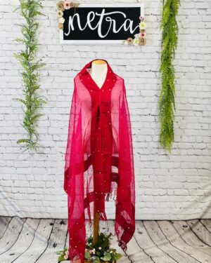 Net mirror work dupatta