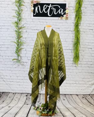 Net mirror embroidered dupatta