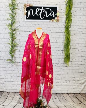 Chanderi Brocade gold emblems dupatta