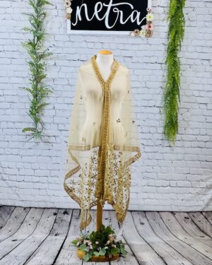 Gold hand work Dupatta with gota border