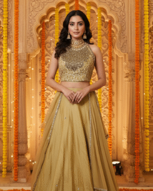 Nizam Hand embroidered halter style Lehenga Set Size 36-40