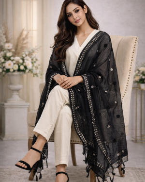 Kota Doria Gota Hand work dupatta