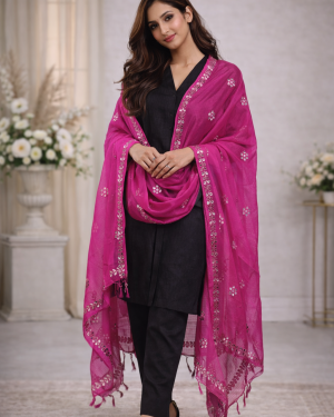 Kota Doria Gota Hand work dupatta